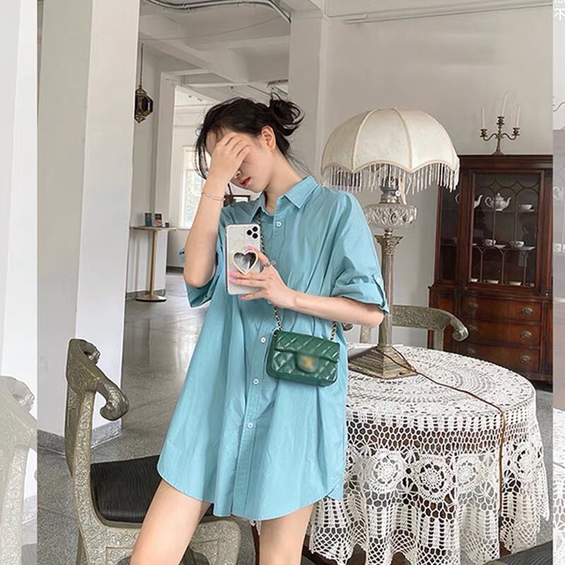 Áo Sơ Mi GU Dáng Rộng 2 Màu