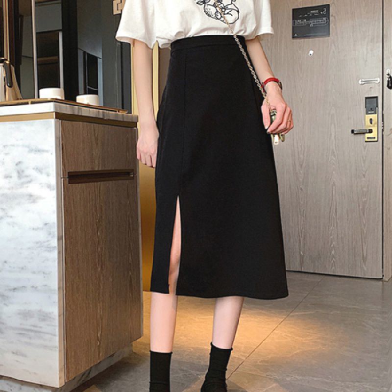 Chân váy nữ, chân váy xẻ tà nữ màu đen kéo khoá sau SKUCV-01 | BigBuy360 - bigbuy360.vn