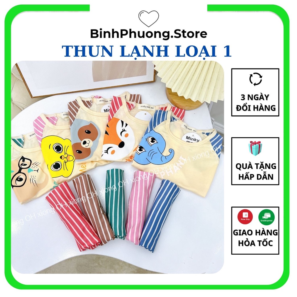 Đồ Bộ Cộc Tay Mặc Nhà Cho Bé Trai Bé Gái, Quần Áo Trẻ Em Thun Lạnh Từ 1 2 3 Tuổi Minkymom Binhphuong.Store M12