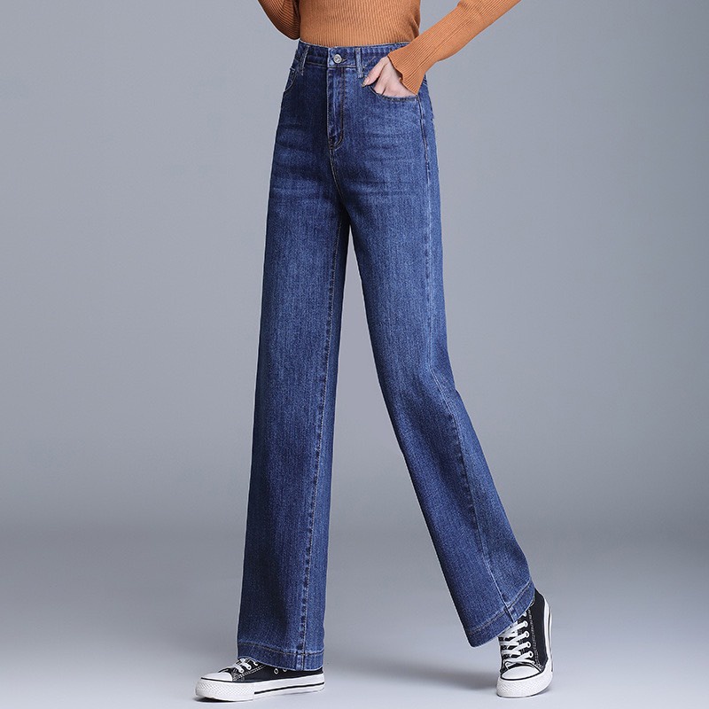 Quần Jeans Ống Rộng Nữ OoKi Cạp Cao Cotton Co Giãn 4 Chiều Quần Bò Ống Rộng Lưng Cao 3 Màu