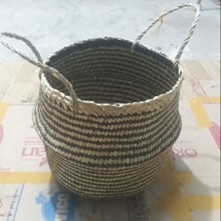 Giỏ cói trồng cây Vintage phi 35 ( có quai xách)