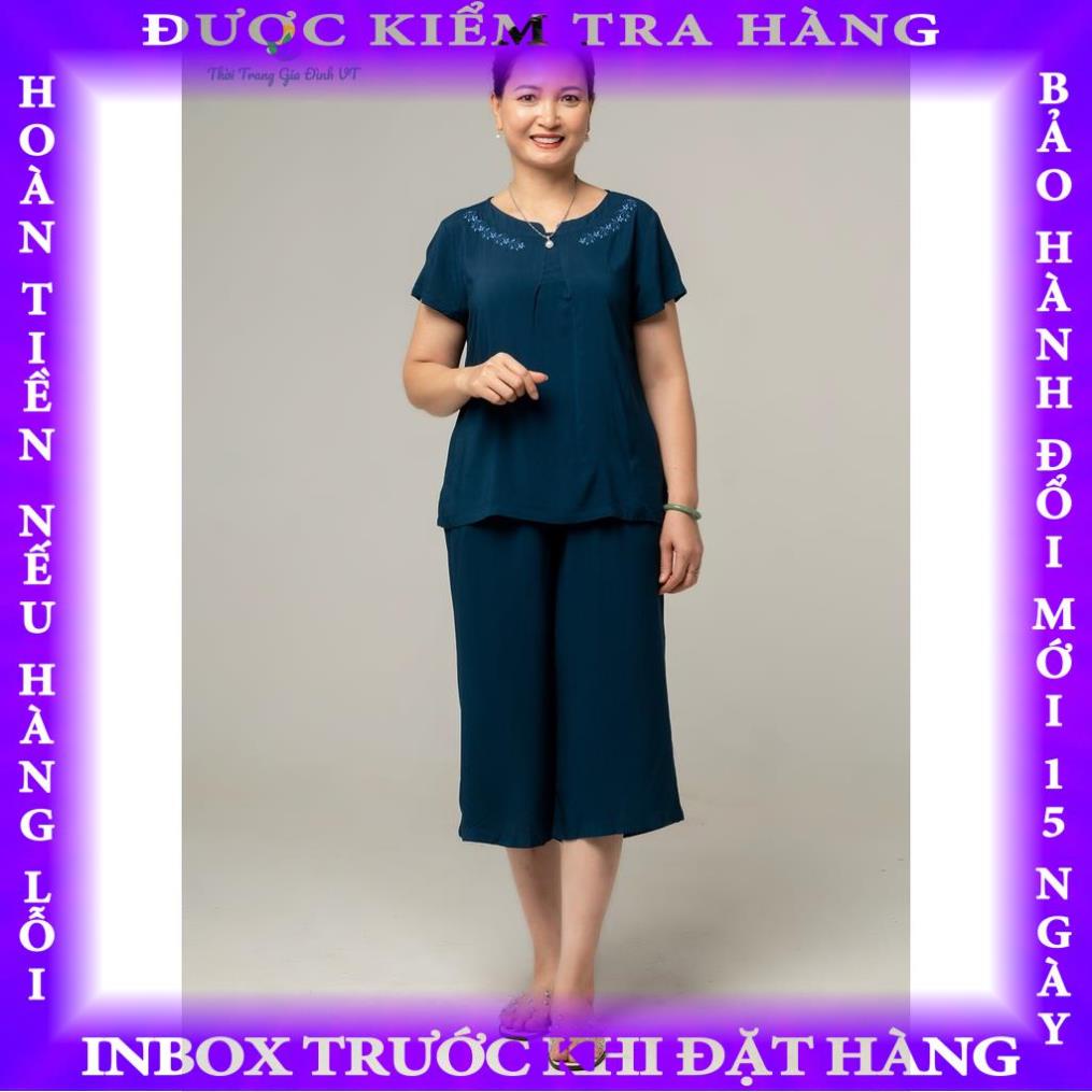 Bộ lanh mặc nhà nữ, màu trơn quần lửng áo cộc tay B26.2105 - Thời Trang Gia Đình VT nguyenvan