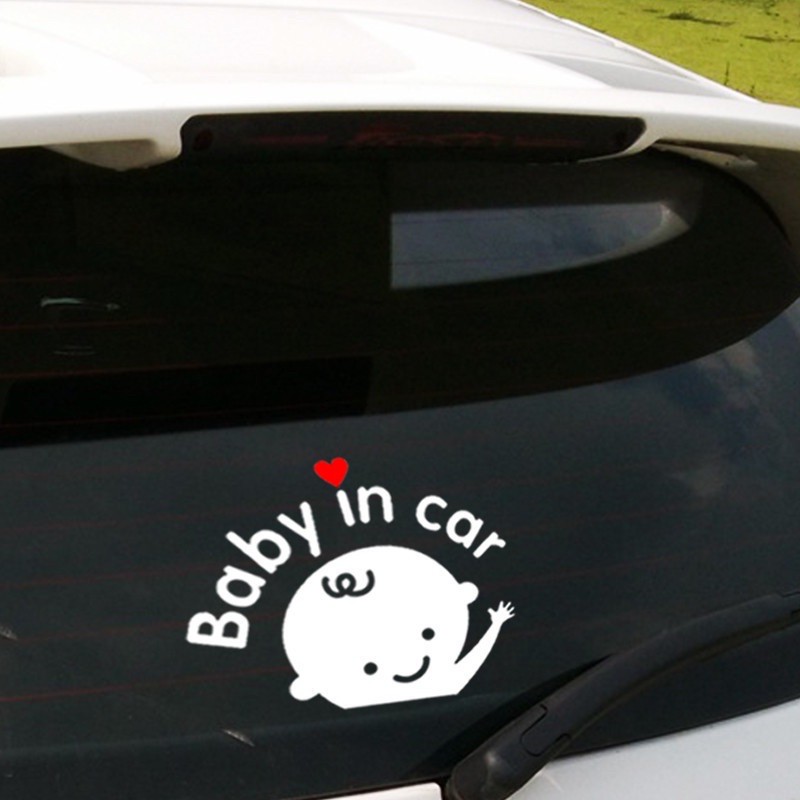 Tem dán trang trí ô tô xe hơi thông báo xe có trẻ nhỏ Baby In Car chất liệu Vinyl cao cấp