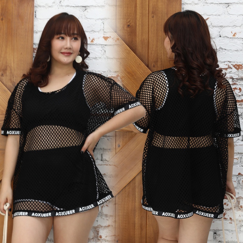 Đồ Bơi Nữ Hai Mảnh Bigsize Kèm Áo Lưới AT198 ShopMaySG Cho Cân Nặng 67Kg-85Kg