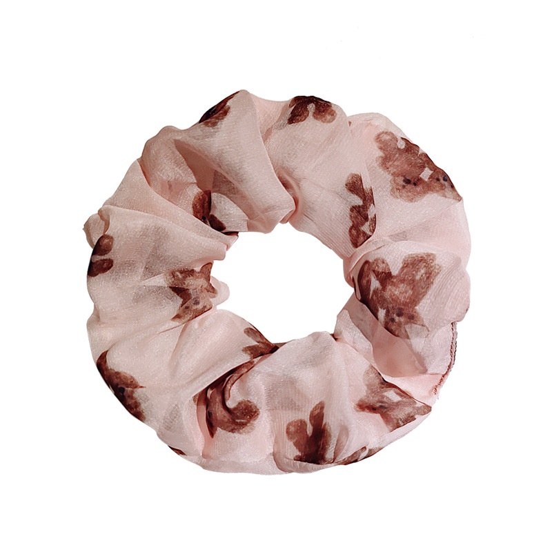 Dây cột tóc scrunchies vải voan họa tiết Gấu Teady Cocochang shop