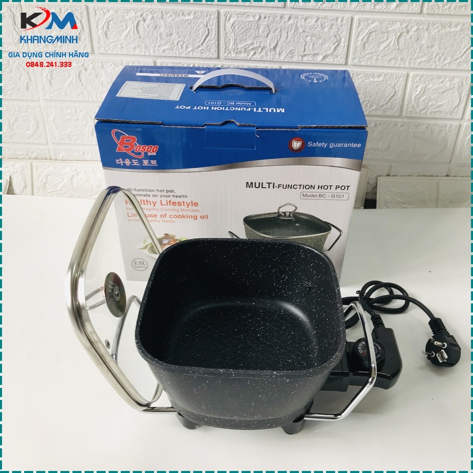 Chảo lẩu điện chảo điện chất lượng cao Bosco BC G101 mini 2.5 lít Bảo hành 12 tháng Hàng Công ty