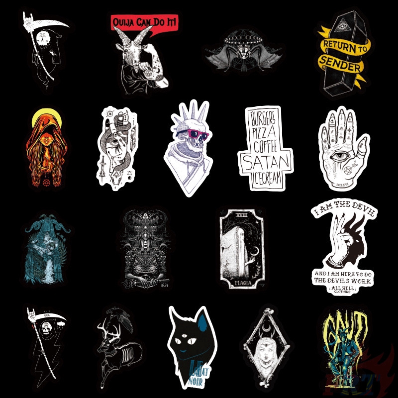 Set 50 miếng dán nhiều họa tiết phong cách gothic punk cá tính 06