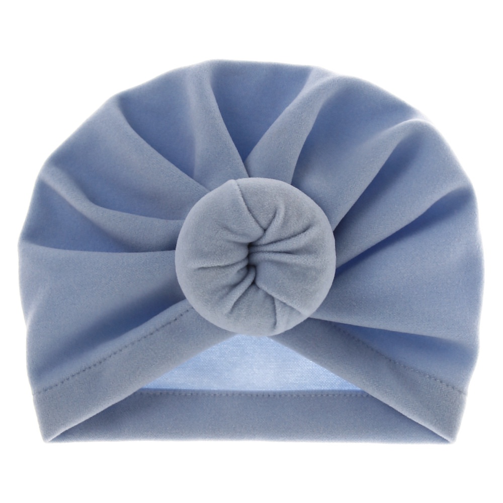 Mũ beanie mềm co giãn màu trơn thắt nút thời trang thu đông cho bé