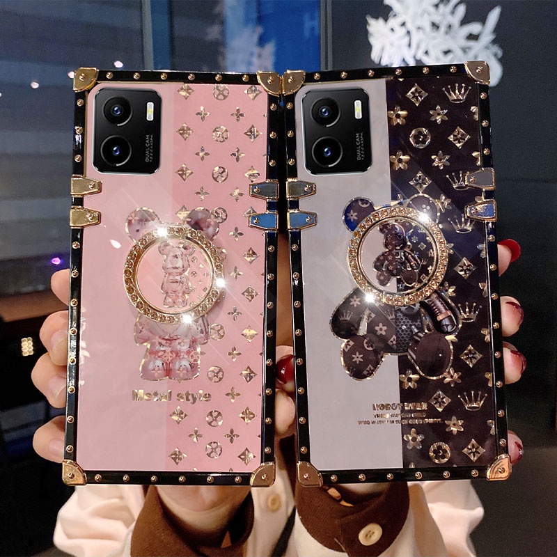 Ốp Điện Thoại Lấp Lánh In Hình Gấu Cho Vivo Y15S Y15A Y3S Y11 Y12 Y17 Y77 Y02S Y35 Y22 Y16 V25 V27 PRO V25E V27E