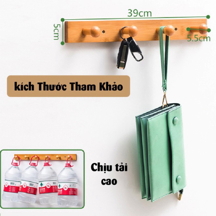 Giá móc treo quần áo gắn tường bằng gỗ tre tự nhiên cao cấp, Sơn phủ bóng chống nước, chống mối mọt cực tốt