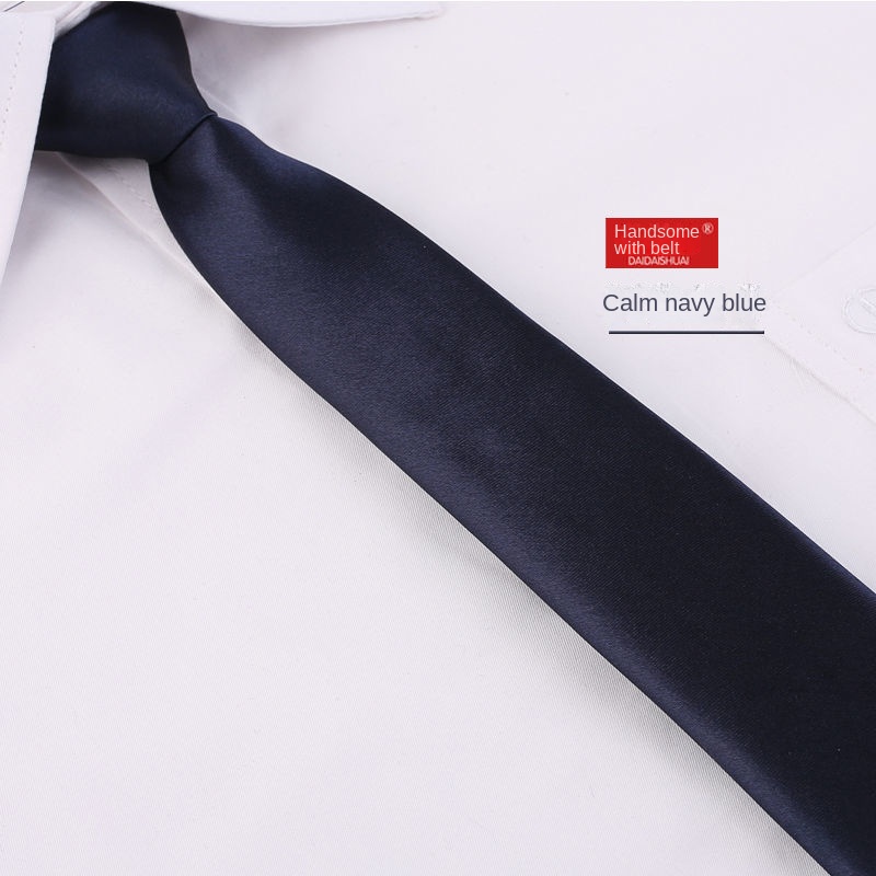 Cà Vạt Bản Nhỏ 5CM Màu Xanh Navy Đậm Phong Cách Hàn Quốc Cho Chú Rể