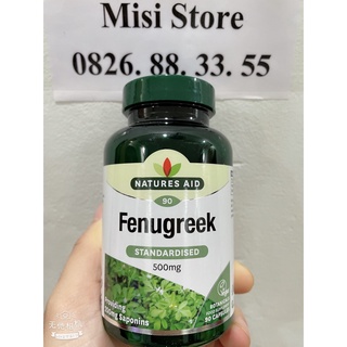 Date 2024 viên lợi sữa cỏ cà ri fenugreek natures aid 500mg, anh, 90 viên, - ảnh sản phẩm 1