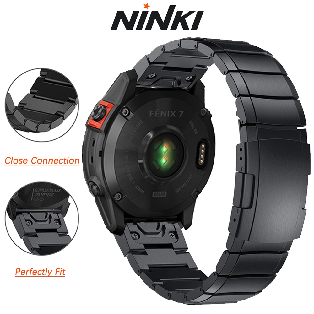 Ninki Dây Đeo Inox Thay Thế Cho Đồng Hồ Garmin Fenix 7/Fenix 7S/Fenix 7X/ Fenix 7X Solar/6X/5X,Stainless Steel Strap for Garmin Fenix 7/Fenix 7S/Fenix 7X