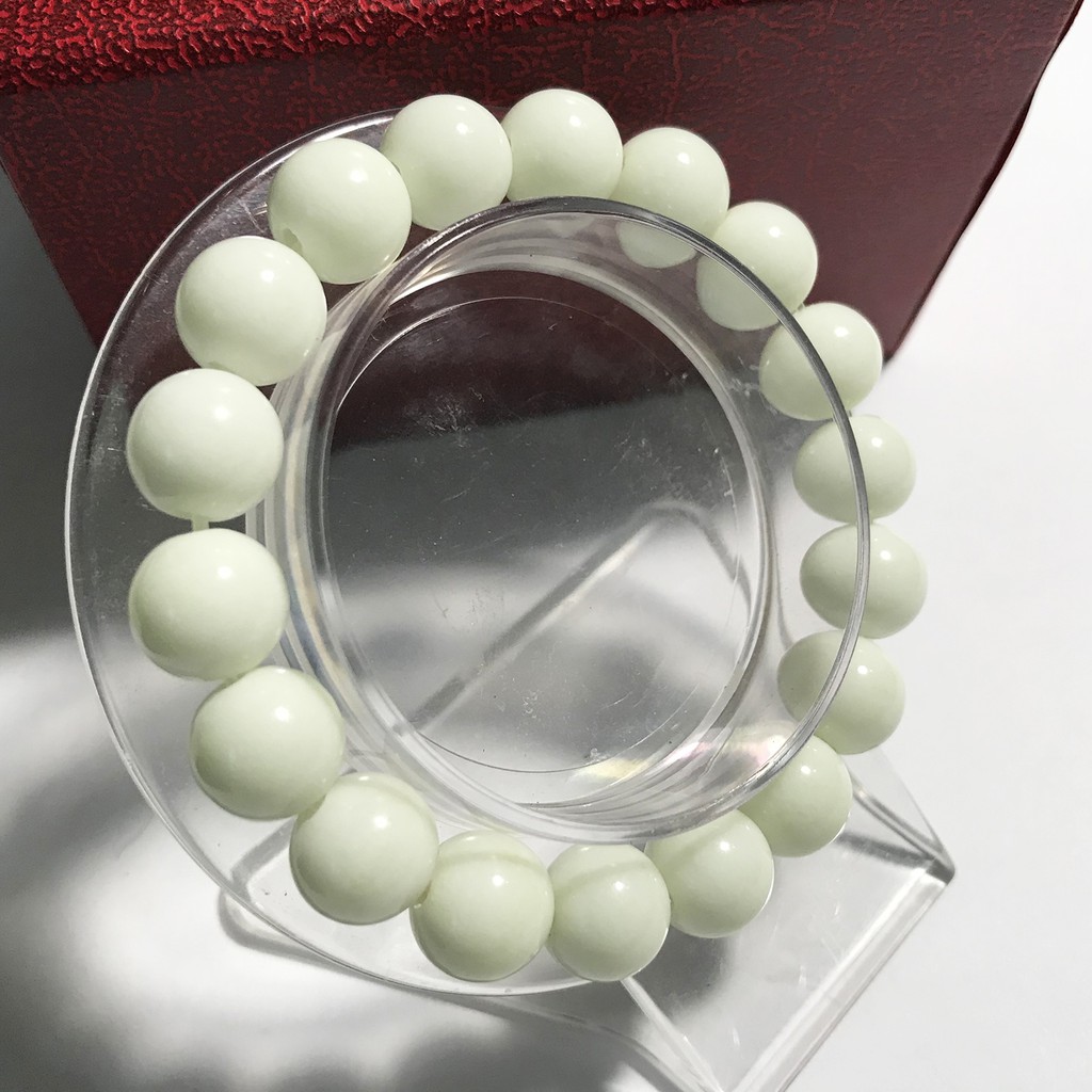 Vòng tay chuỗi hạt bạch ngọc đá trắng tự nhiên cho người mệnh Thủy và Kim 10 li ( 1cm) ngọc của VN