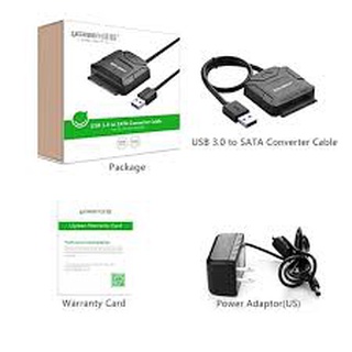 Cáp USB 3.0 to SATA Ugreen 20231 Cao Cấp (HDD,SSD 2.5-3.5 16TB+Adapter 12V)