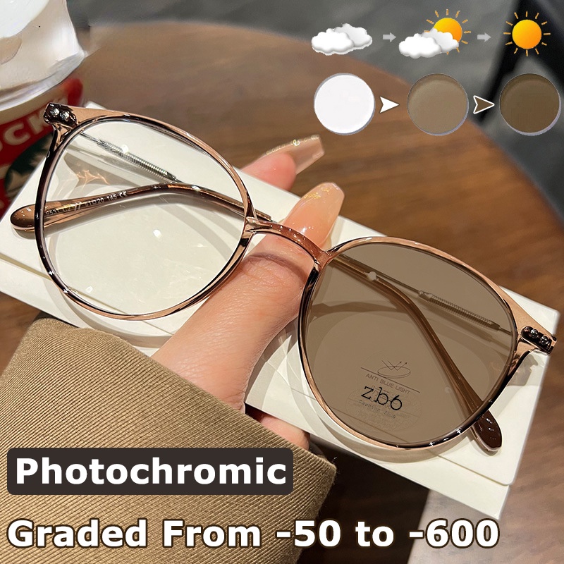 Kính Mát Thay Đổi Màu Sắc Chống Ánh Sáng Xanh Từ 50 Đến - 600 Phong Cách Retro Dành Cho Nam Nữ TR90