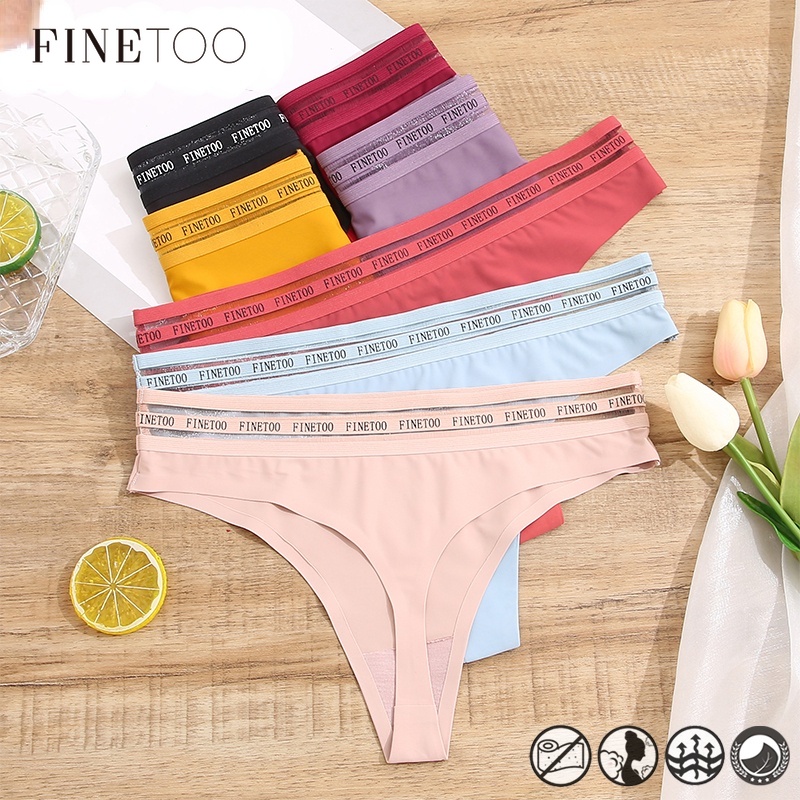 Quần lót dây FINETOO lưng thấp không đường may nhiều màu tùy chọn thời trang cỡ M-XL