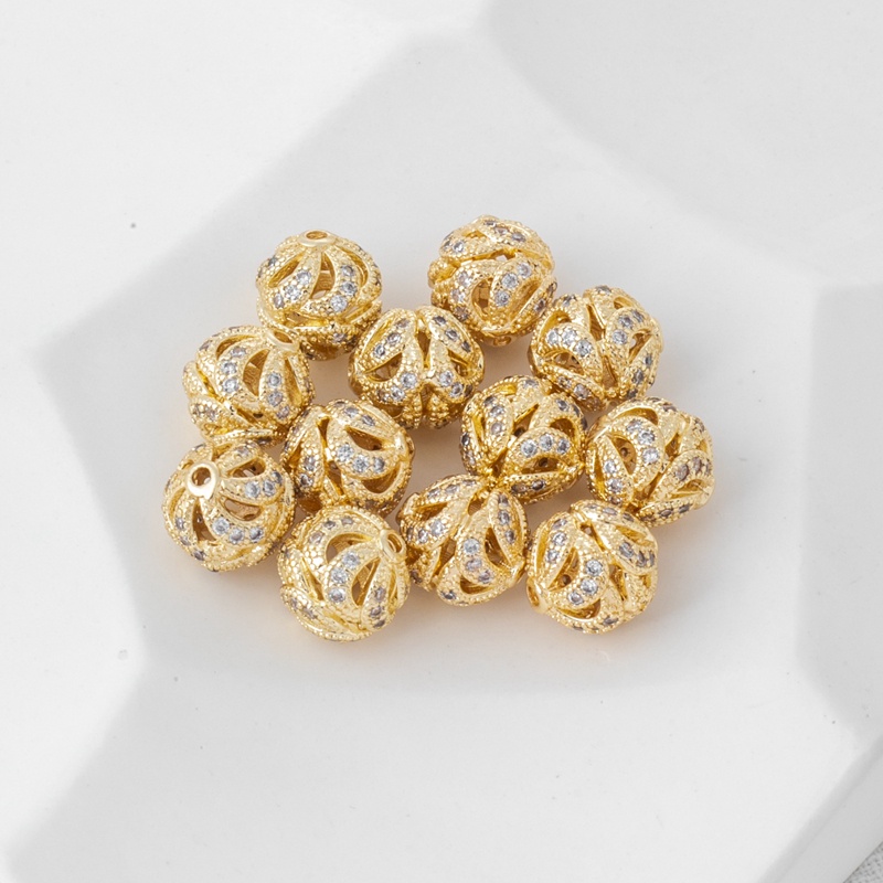 Hạt Xỏ Lỗ Hình Bông Hoa Bằng Đồng 14k 9mm Dùng Làm Trang Sức Thủ Công