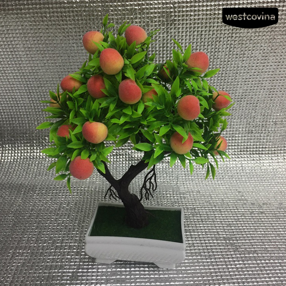1 chậu cây bonsai hình trái đào dùng trang trí bàn