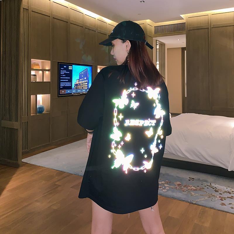Fashionable Reflective Butterfly Pattern for Women T-shirt