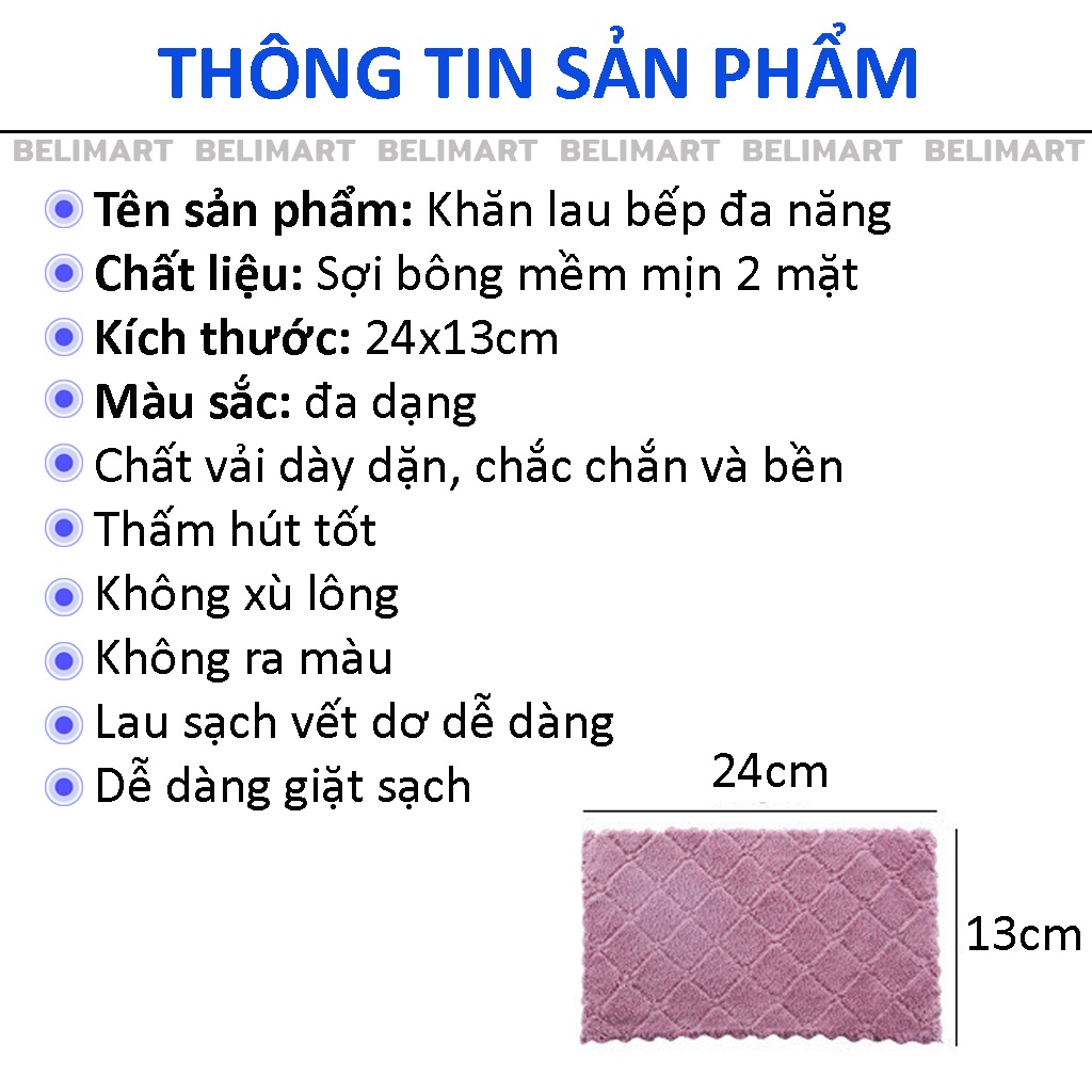 Khăn lau bếp đa năng cao cấp, khăn lau tay 2 mặt siêu thấm nước Beli BL026