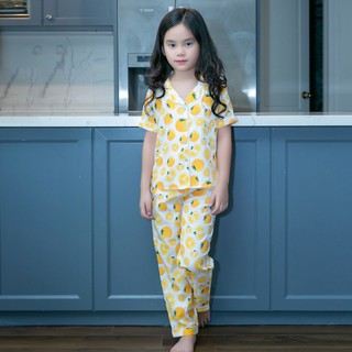 Đồ bộ pijama bé gái quần dài áo cộc tay size từ 16kg đến 18kg