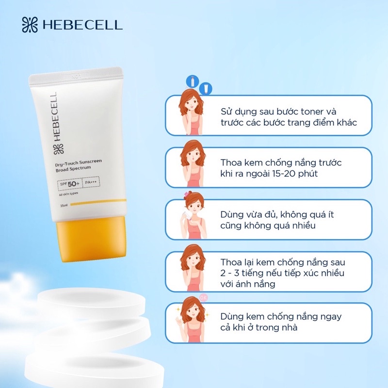 Kem chống nắng quang phổ rộng HEBECELL hàng chuẩn