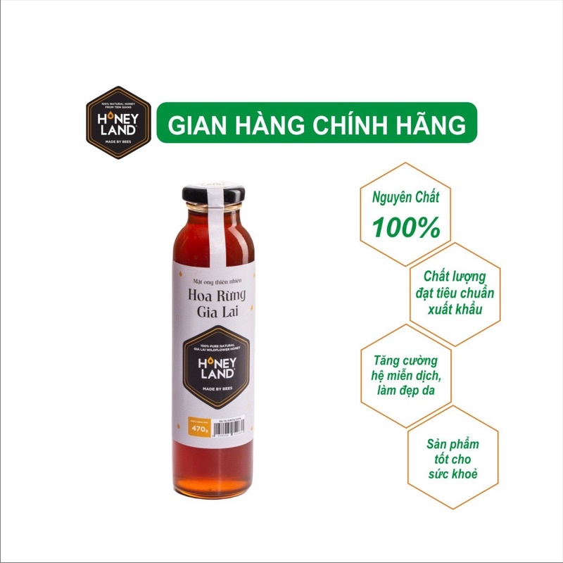 Mật ong rừng nguyên chất Gia Lai HONEYLAND 470g