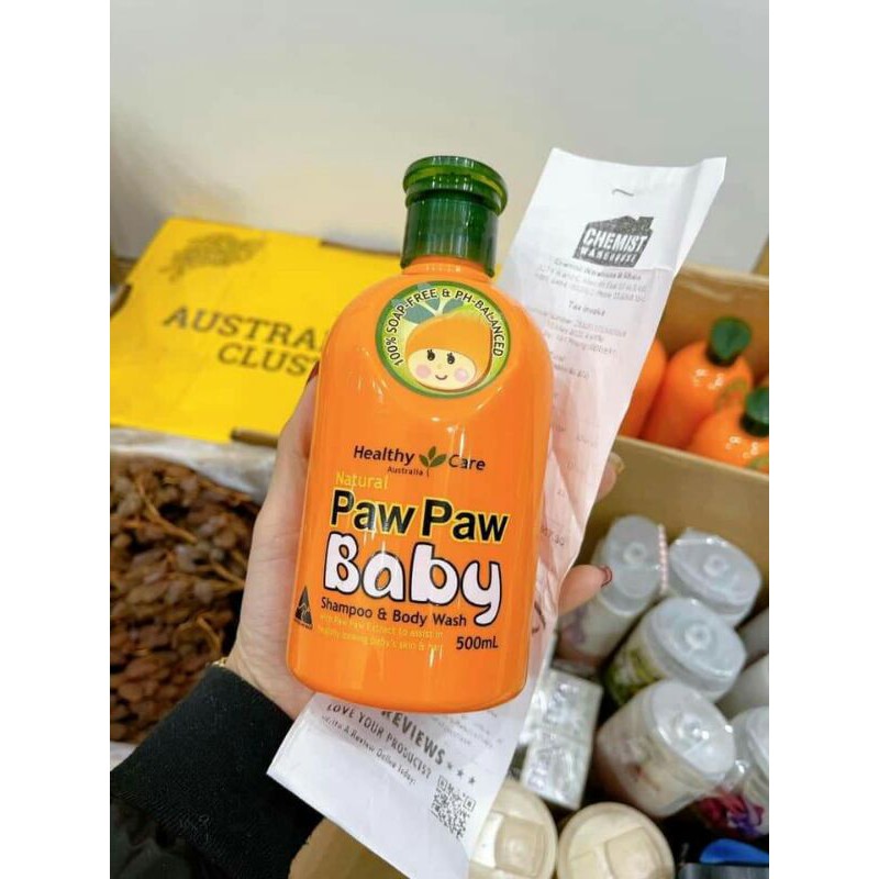 Sữa tắm gội cho bé --- Healthy Care All Natural Paw Paw Baby 500ml Úc