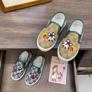 Giày lười vải canvas in hình chuột mickey đáng yêu cho bé trai