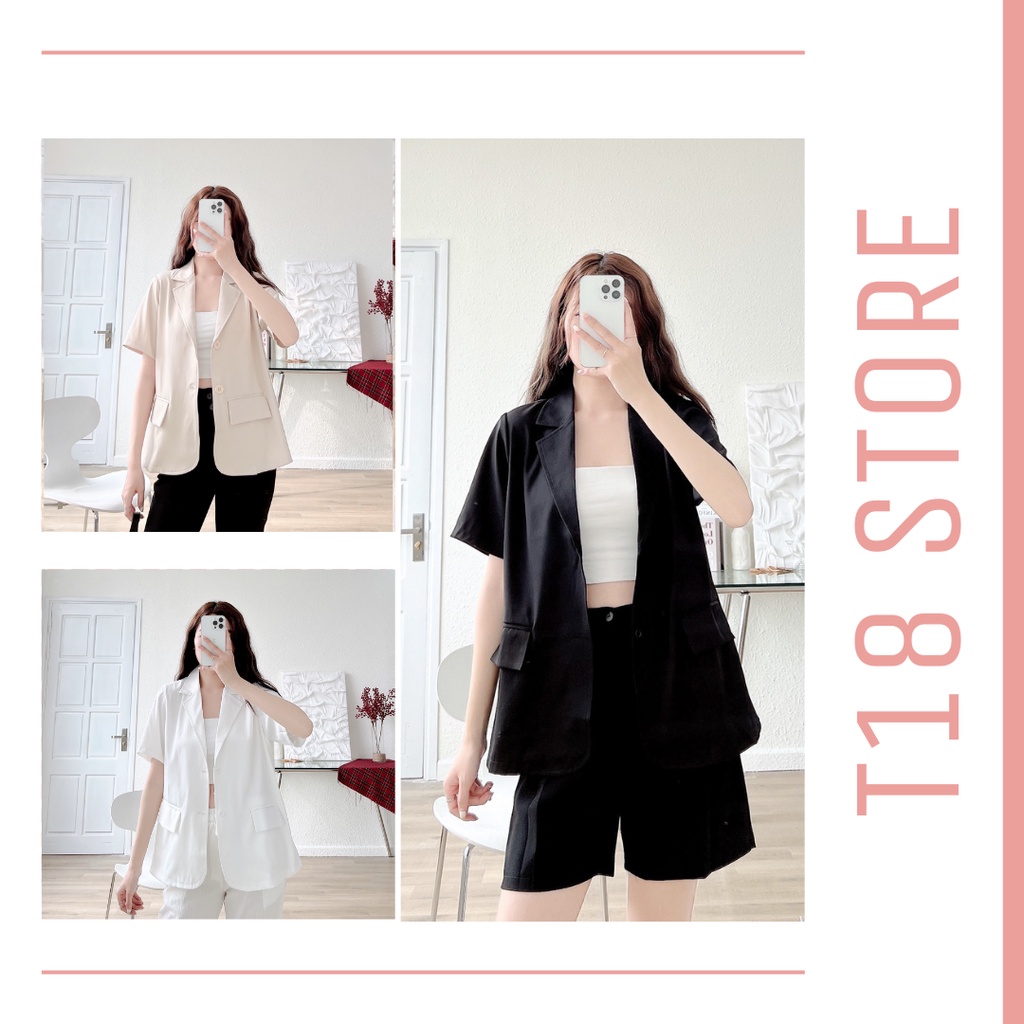 Áo blazer nữ 1 lớp hàn quốc bigsize kiểu tay ngắn T18 STORE AB03