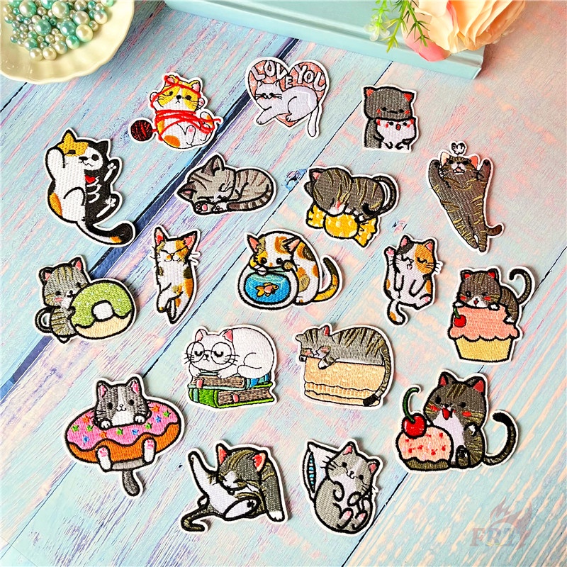 ♥ Miếng Dán Ủi Thêu Hình Chú Mèo Nhỏ Đáng Yêu ♥ 1 Miếng Dán Ủi Lên Quần Áo