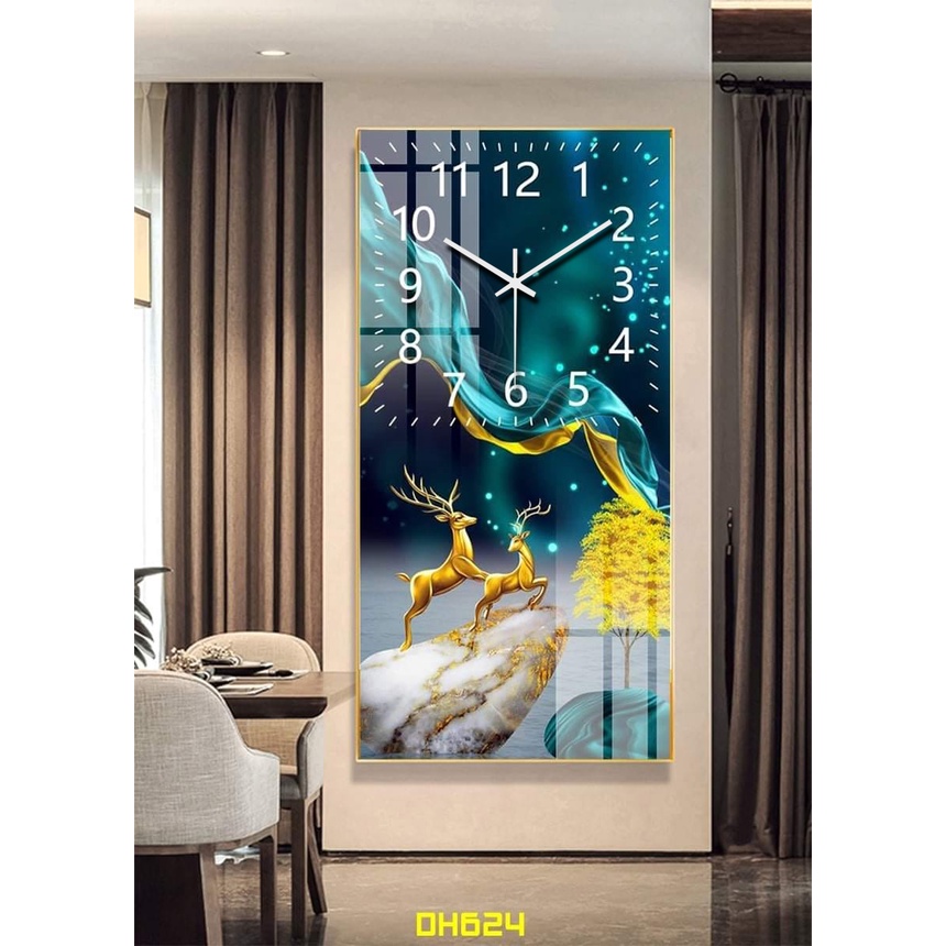 - Mẫu tranh đồng hồ tráng gương Hươu Nai, độc lạ, sang trọng, quý phái, decor trang trí nhà cửa, giá gốc tận xưởng.