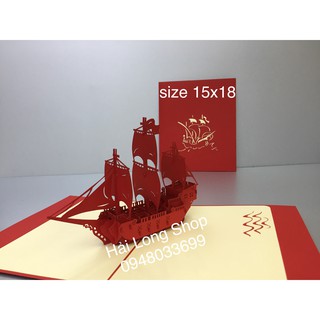 Thuyền 4 ( 3 Cánh ) - Boat - Thiệp 3D ( nhiều màu )