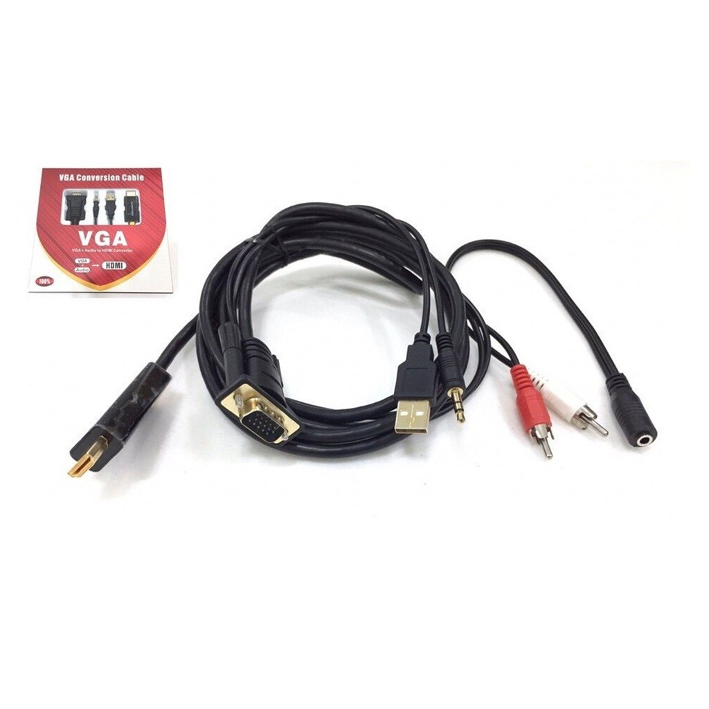 Cáp chuyển tín hiệu từ VGA qua HDMI V02-hỗ trợ âm thanh và hình chất lượng cao