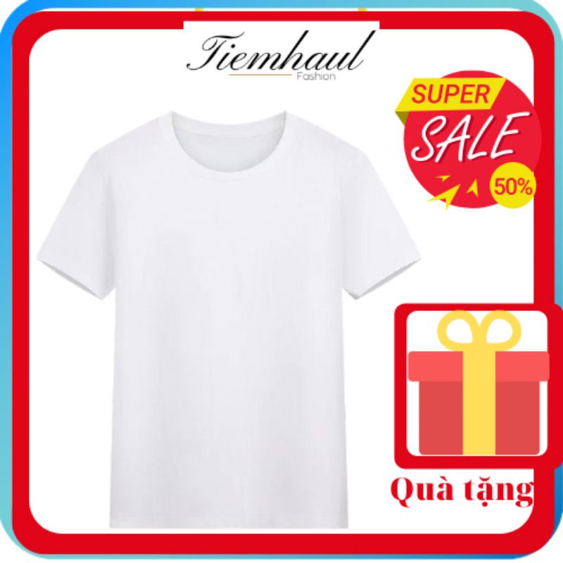 Áo thun trắng trơn nam nữ cổ tròn đẹp,Áo phông phối layer Unisex Basic trơn trắng vải dày phối với áo khoác