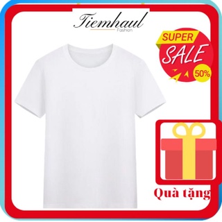 Áo thun trắng trơn nam nữ cổ tròn đẹp,Áo phông phối layer Unisex Basic trơn trắng vải dày phối với áo khoác