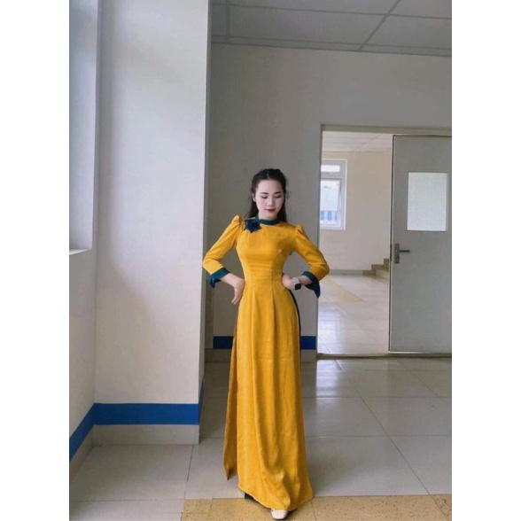 Áo Dài Lụa Ngọc Trai Đính Hoa kèm Nơ Tay.