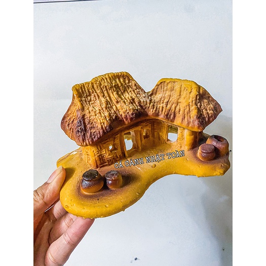 NHÀ LÁ TRANG TRÍ BỂ CÁ NON BỘ DÀI 15CM CAO 9CM