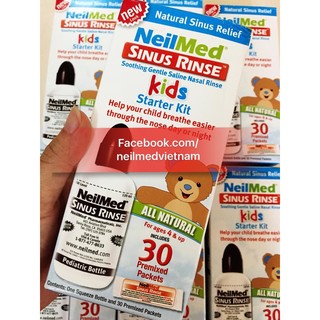 [Hàng Mỹ đi air] Bình rửa mũi Neilmed Kids 1 bình + 30 gói muối