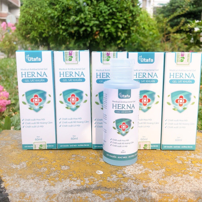 [THƠM - SẠCH -MỊN] Gel Sát Khuẩn Dưỡng Da Tay thảo dược Herna 60ml (Thơm, Không rít, Nhỏ gọn, tiện lợi) | BigBuy360 - bigbuy360.vn