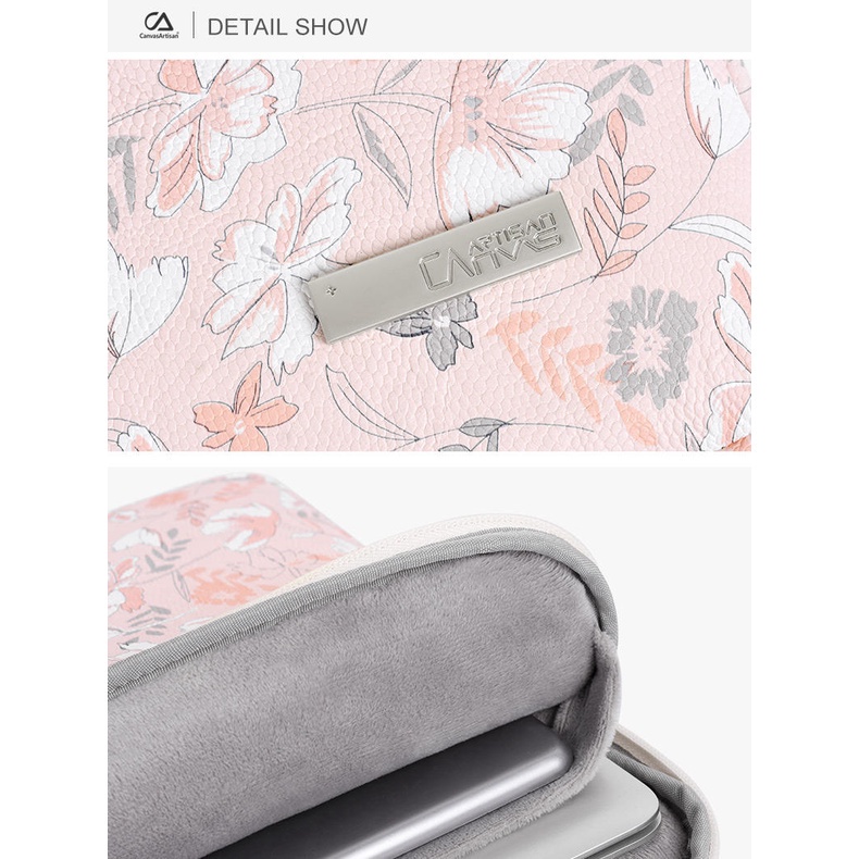 CanvasArtisan Bao Da Máy Tính Bảng Chất Liệu Chống Thấm Nước Họa Tiết Hoa Màu Hồng Cho Surface Air Pro 11 / 12 / 13 / 14 / 15 inch