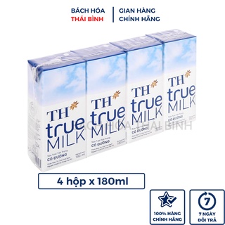 Lốc 4 hộp sữa tươi tiệt trùng TH true MILK 4 hộp x 180ml