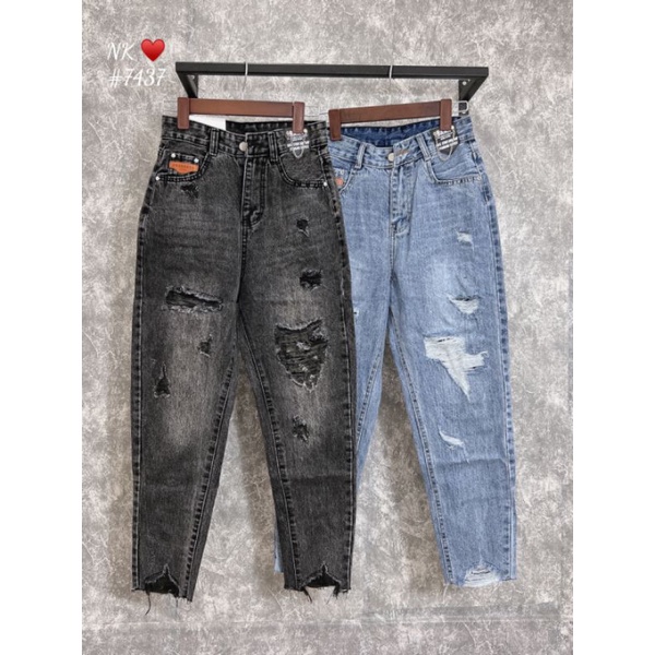 Quần jeans rách dáng beggy