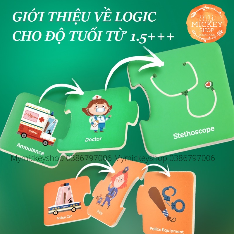 Mideer match puzzles - Bộ xếp hình ghép nối 6 chủ đề cho bé từ 18 tháng 2 3 tuổi