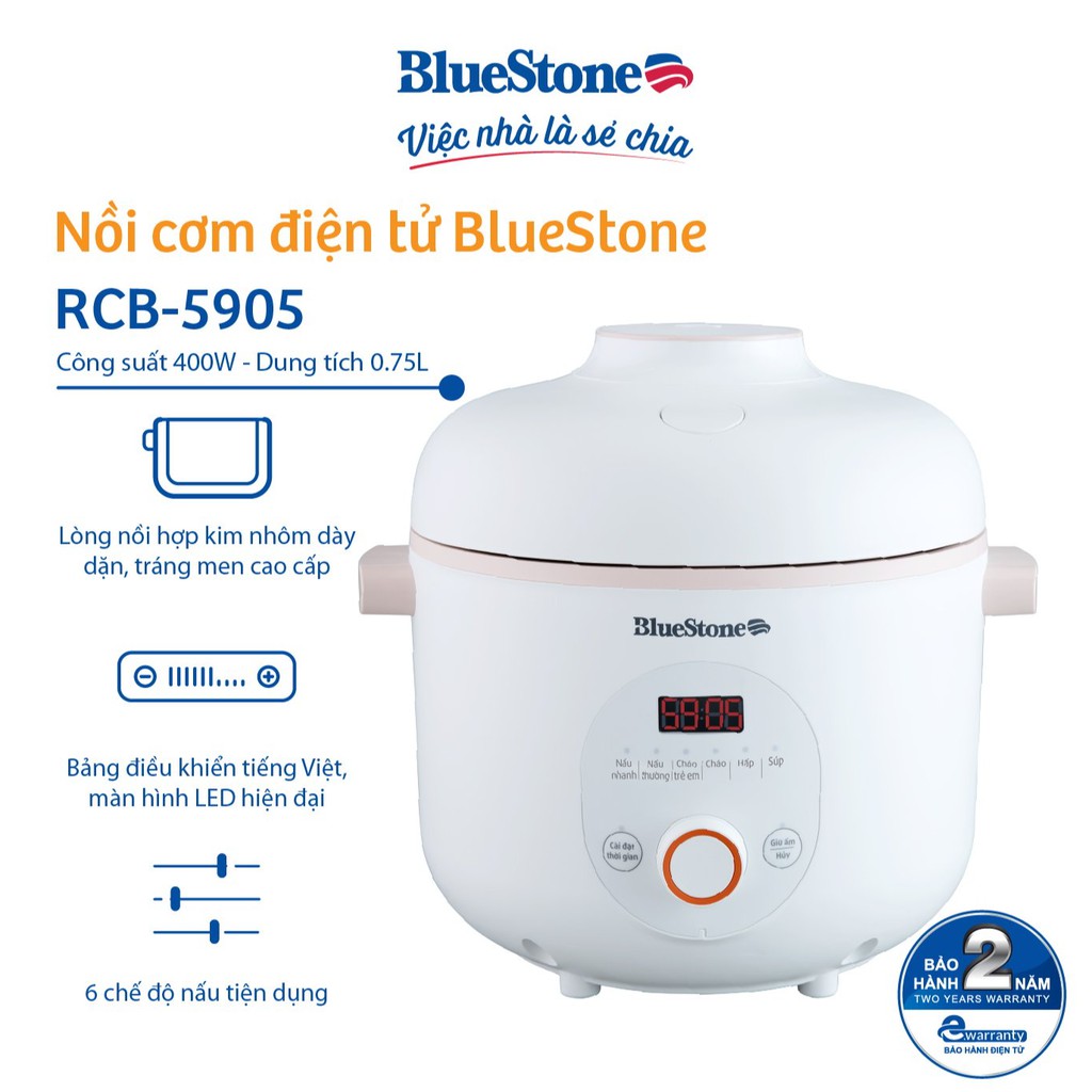 Nồi Cơm Điện BlueStone RCB-5905 0.75L