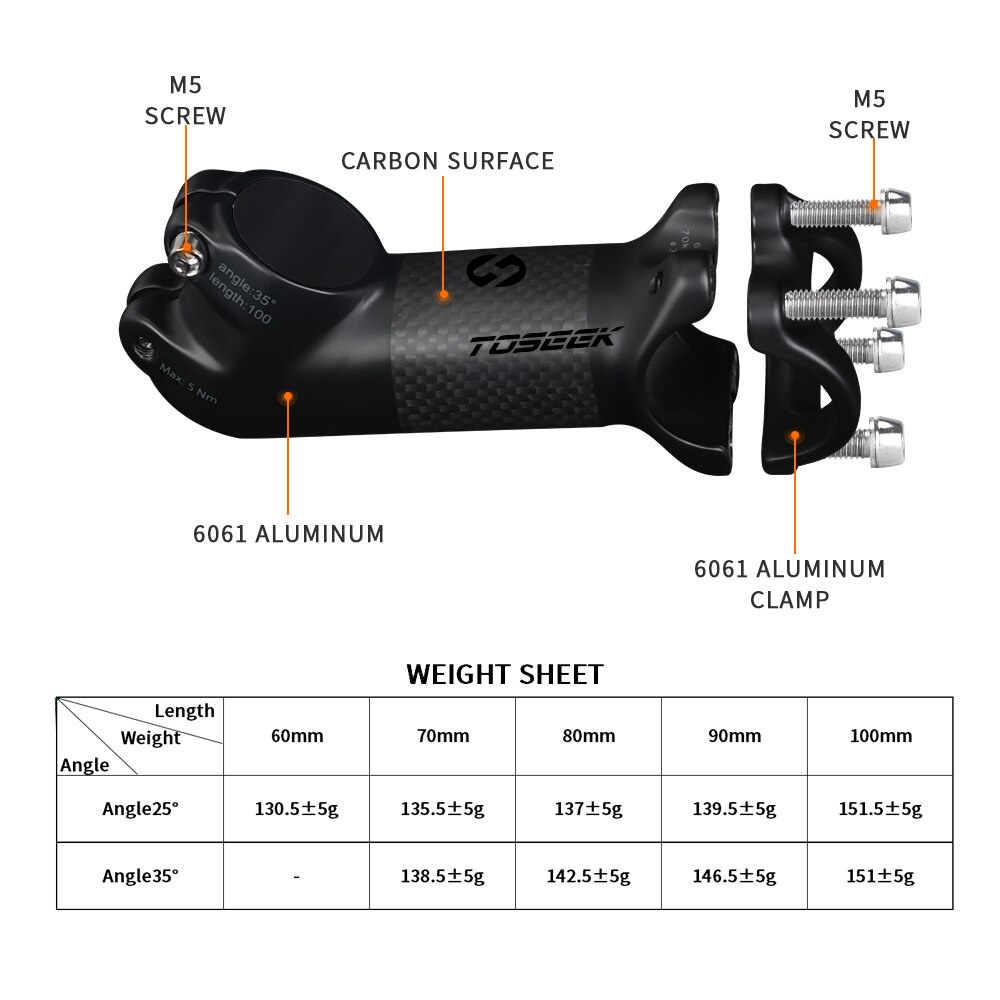 Trục Ghi Đông Xe Đạp 6 17 25 35 Độ 70 80 90 100mm Bằng Sợi Carbon Siêu Nhẹ