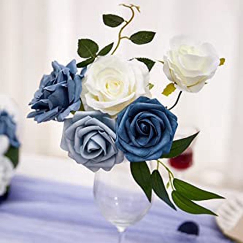 Bó Hoa Mẫu Đơn Nhân Tạo Màu Xanh Dương Dùng Để Trang Trí Tiệc Cưới