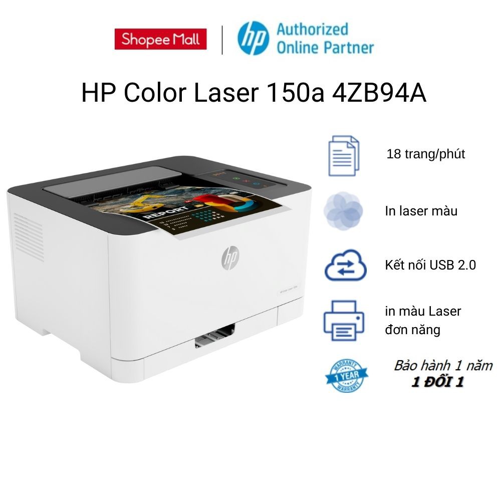 [Mã ELTECHZONE giảm 5% đơn 500K] Máy in màu HP Color Laser 150a,1Y WTY_4ZB94A