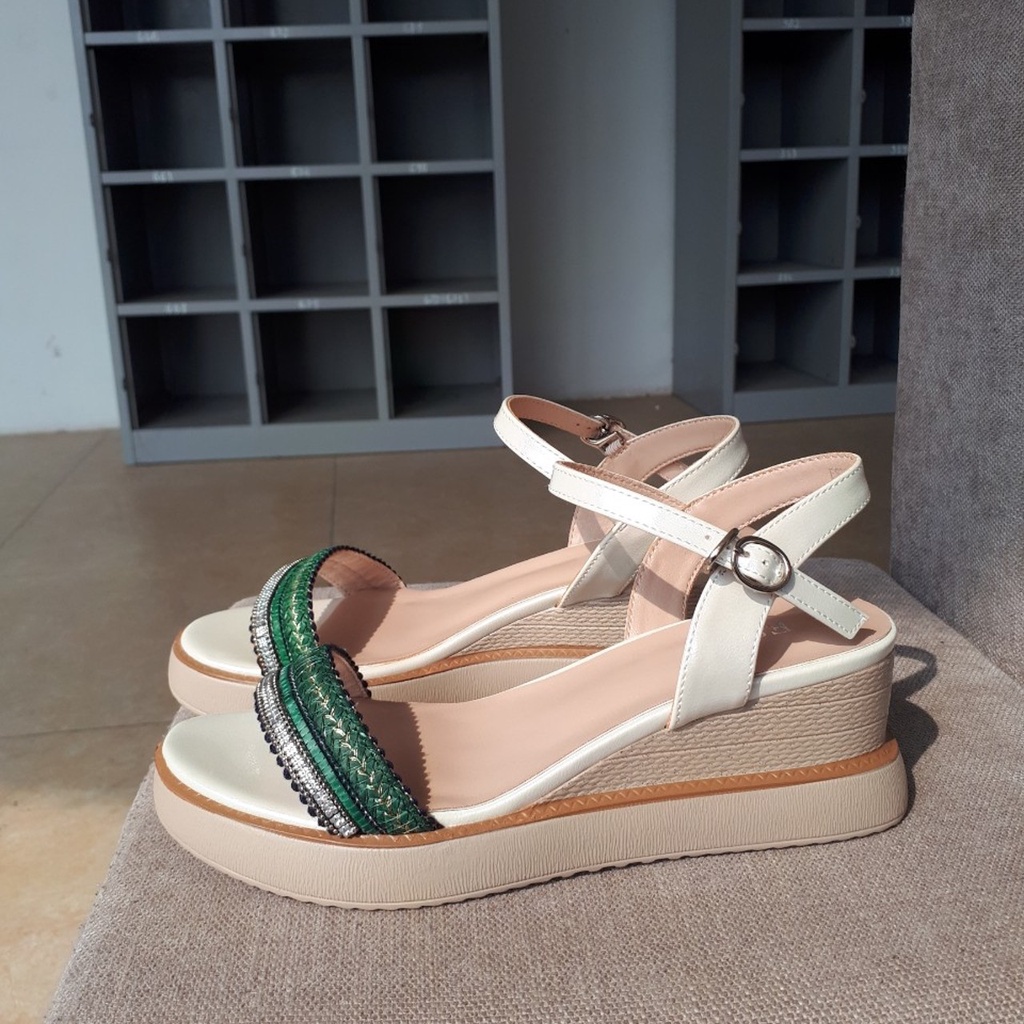 Giày sandal Dusto quai ngang, đế xuồng cao 6.5cm (size 37-235)